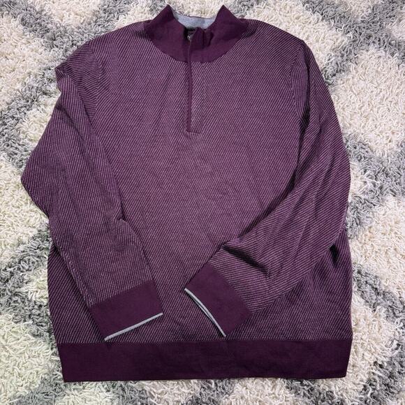 Brooks Brothers Men's Washable 100% Merino Wool Red Quarter Zip Pullover XL - Picture 1 of 7